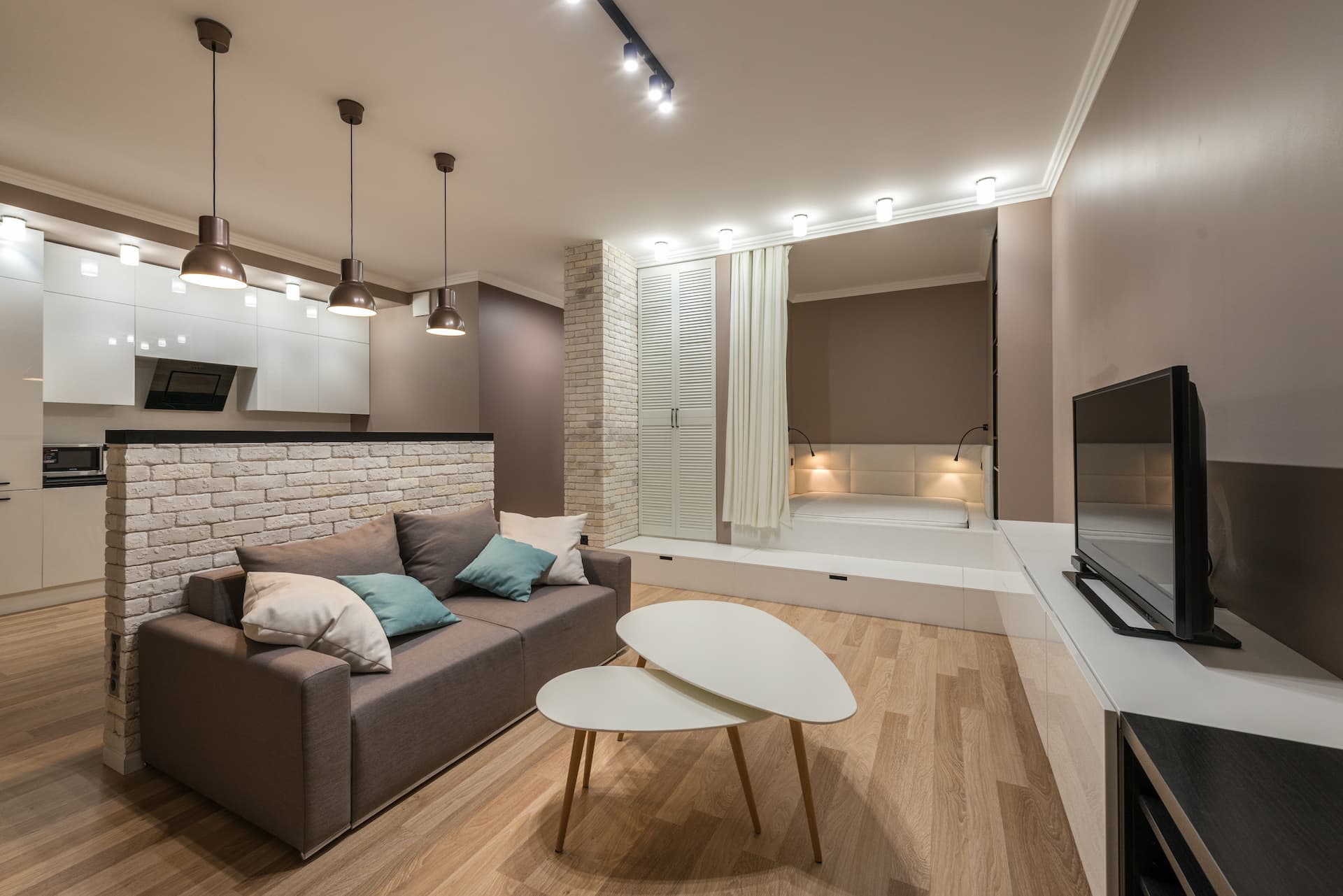 Piso de soltero decorado estilo moderno